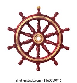 vector boat handwheel, ship wheel helm. Sea, ocean symbol