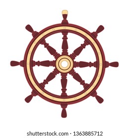 vector boat handwheel, ship wheel helm. Sea, ocean symbol