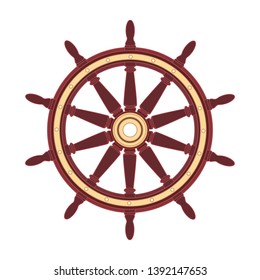 vector boat handwheel, ship wheel helm. Sea, ocean symbol