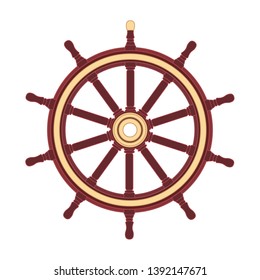 vector boat handwheel, ship wheel helm. Sea, ocean symbol