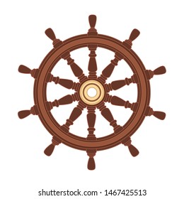 vector boat handwheel, ship wheel helm. Sea, ocean symbol