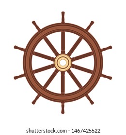 vector boat handwheel, ship wheel helm. Sea, ocean symbol