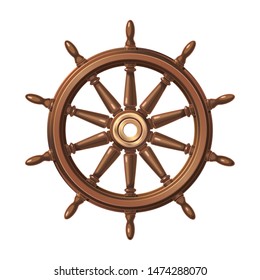 vector boat handwheel, ship wheel helm. Sea, ocean symbol