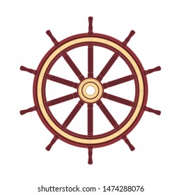 vector boat handwheel, ship wheel helm. Sea, ocean symbol