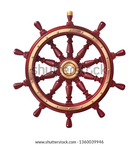 vector boat handwheel, ship wheel helm. Sea, ocean symbol