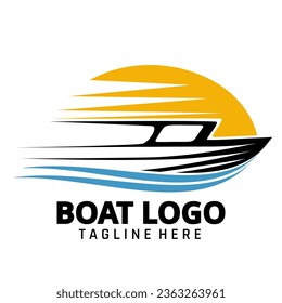 Vector Boat icon logo. Speed boat template design illustration