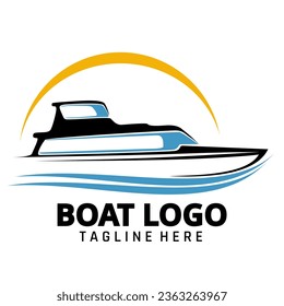 Vector Boat icon logo. Speed boat template design illustration