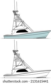 vector Boat line art and Illustration for t-shirt or object for design