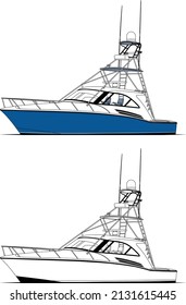 vector Boat line art and Illustration for t-shirt or object for design