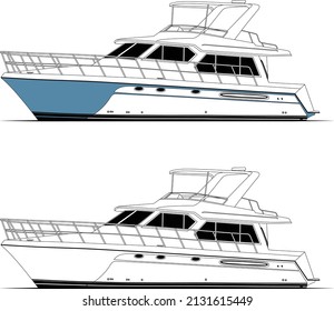 vector Boat line art and Illustration for t-shirt or object for design