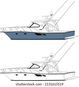 vector Boat line art and Illustration for t-shirt or object for design