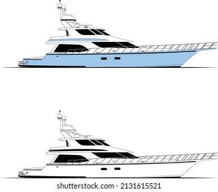 vector Boat line art and Illustration for t-shirt or object for design