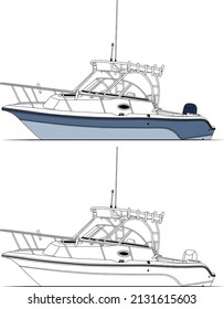 vector Boat line art and Illustration for t-shirt or object for design
