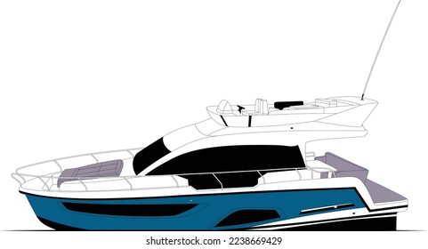 Vector Boat Line Art and Illustration 