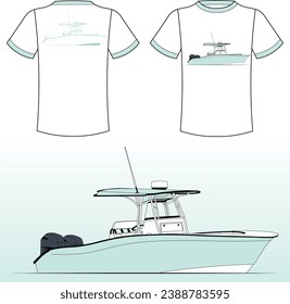 Vector Boat Line Art Illustration Fishing Boat and One Color