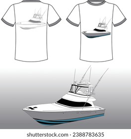 Vector Boat Line Art Illustration Fishing Boat and One Color