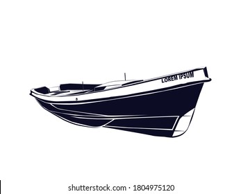 Vector boat logo. Illusion on a white background. For emblem or logo with copy space.