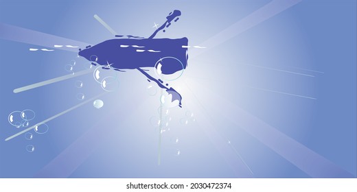 vector boat on water surface blue background