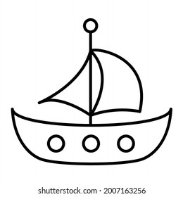 Vector Boat Outline Icon Design
