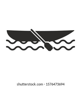 Vector boat and paddle icon. Transportation logo illustration.