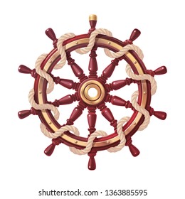 vector boat rope handwheel, ship wheel helm. Sea, ocean symbol