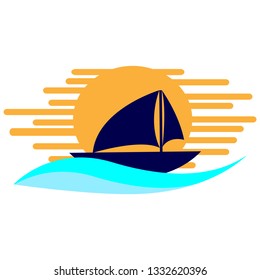 vector boat in the sea