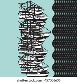 Vector boat set