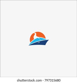 Vector of Boat Sun River Icon