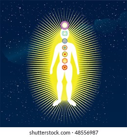 vector body with 7 chakras
