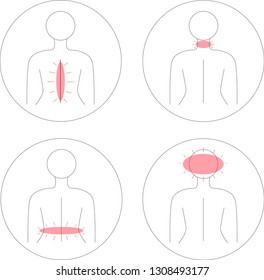 Vector - Body ache back, neck, waist, head point. Can be use decorate for brochure, advertising, icon. Healthcare concept.