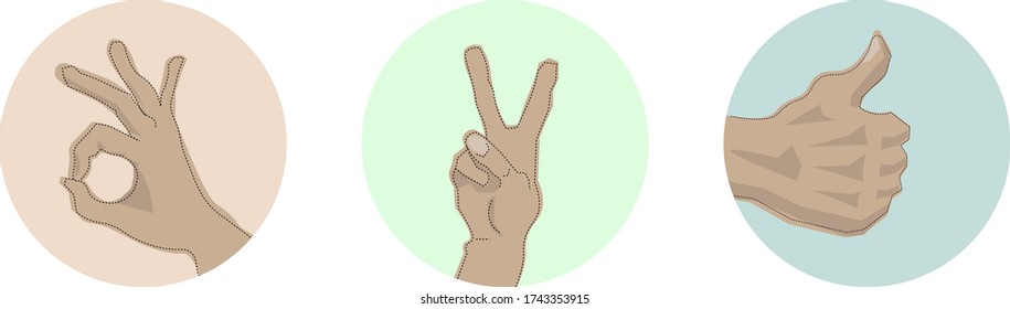 vector body parts, flat icons, hand gesture, abstract symbols