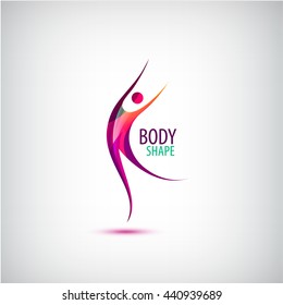 Vector body shape logo. Human icon, dancing, sport, positive man. Healthy life sign