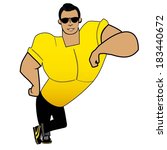 Vector bodybuilder  in sunglasses isolated on white background