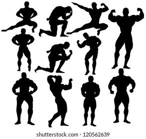 Vector bodybuilding silhouettes