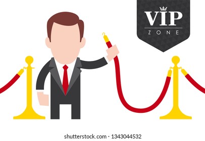 Vector bodyguard character embarking on VIP zoning