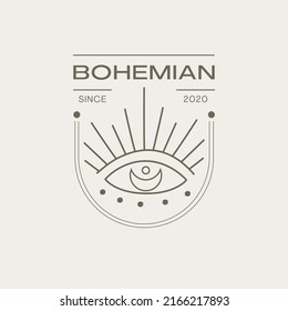 vector bohemian logos.Boho linear icons or symbols in trendy minimal style