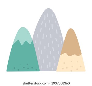 Vector bohemian style mountains. Rocks icon isolated on white background.
