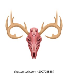 Vector boho animal skull. Mystical illustration in flat style