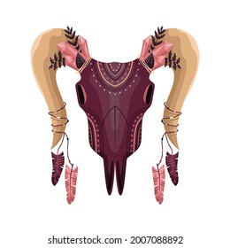 Vector boho animal skull. Mystical illustration in flat style