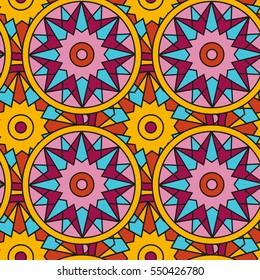 Vector boho chic flower seamless pattern. Elegant floral background for wallpaper, gift paper, fabric print, furniture, curtains. Mandala design element. Unusual flourish ornament.