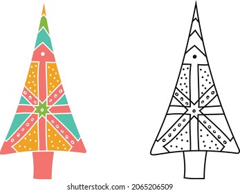 Vector of the boho christmas tree