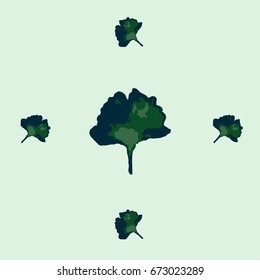 Vector boho hipster pattern with Gingko Biloba leaves on a mint green background. Floral summer pattern for notebooks or children's fashion. Retro vintage trendy exotic endless background.