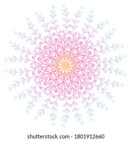 Vector boho mandala with floral patterns in pink and blue colors. Flower mandala.