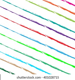 Vector boho scratches bold plaid pattern with thin brushstrokes and thin stripes hand painted in bright red, green, blue colors. Dynamic striped print texture for fall winter retro fashion 
