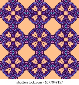 Vector boho seamless ethnic pattern. Colorful bohemian ornament. Elegant tiled background ideal for wallpaper, gift paper, fabric print, pattern fills, interior design. 