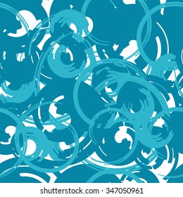 Vector  boho seamless pattern with blue circle shapes. Print texture perfect for sport fashion.