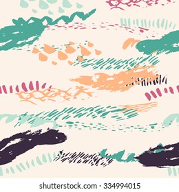 Vector boho seamless pattern with bold lines in pink, turquoise and gray colors. Hand drawn Creative Print texture for retro fashion and sportswear. EPS10