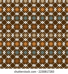 Vector Boho Seamless pattern. Grid Geometric Pattern. Abstract Squares Background. Ethnic Decorative Ornament. Earth tone colors