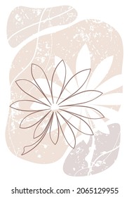 Vector boho style abstract art. Minimal wall decor prints. Bohemian botanical cards. Printable artistic boho wall art home decor. Earth tones neutral colors elegant posters, covers