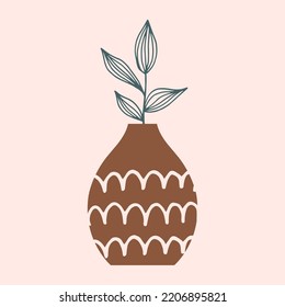 Vector boho vase collage. Trendy illustration for design. Wall art, printable, poster, picture for interior